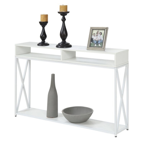Convenience Concepts Tucson Deluxe Two-Tier Console Table in White ...