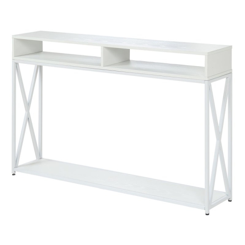Convenience Concepts Tucson Deluxe Two-Tier Console Table in White Wood Finish
