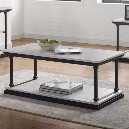 FURNITURE OF AMERICA  Drewden Wood 1-Shelf Coffee Table In In White