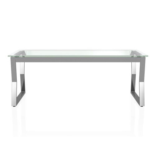 FURNITURE OF AMERICA  Syann Contemporary Glass Top Coffee Table In Chrome