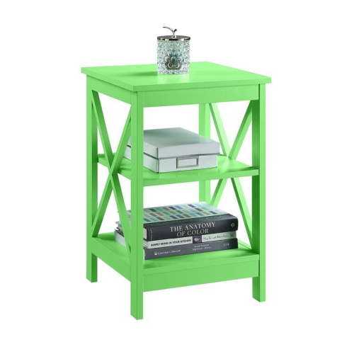 Convenience Concepts Oxford End Table with Shelves in Lime green Wood Finish
