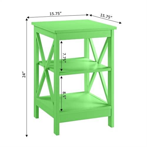 Convenience Concepts Oxford End Table with Shelves in Lime green Wood Finish