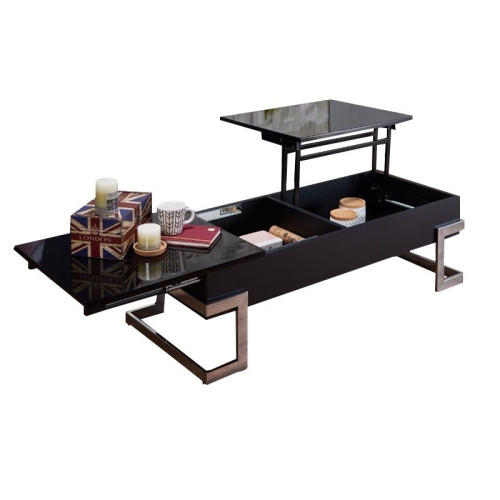 BOWERY HILL  Lift Top Coffee Table In And Chrome In Black