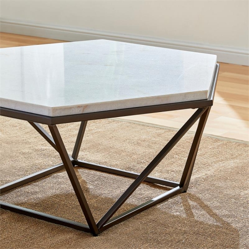 Steve Silver Corvus White Marble Top Cocktail Table