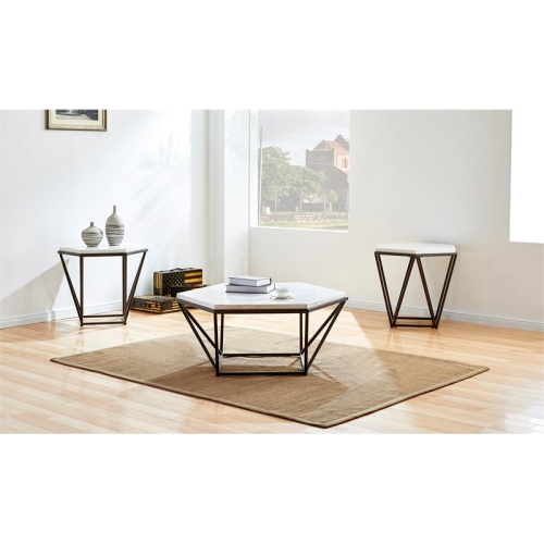 Steve Silver Corvus White Marble Top Cocktail Table