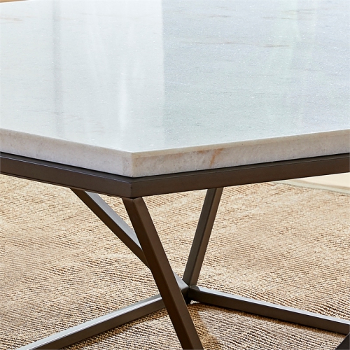 Steve Silver Corvus White Marble Top Cocktail Table