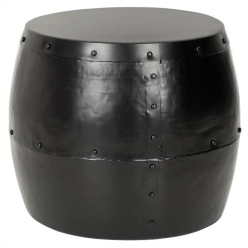 Hawthorne Collection Iron Drum Stool in Black
