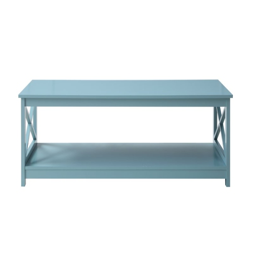 Convenience Concepts Oxford Coffee Table with Shelf in Sea Foam Green Wood