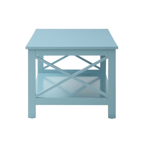 Convenience Concepts Oxford Coffee Table with Shelf in Sea Foam Green Wood