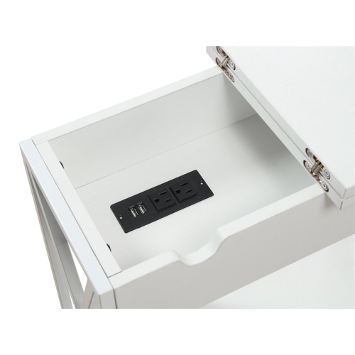 Convenience Concepts Tucson Electric Flip-Top Table in White Wood Finish