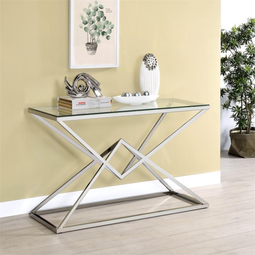 Furniture of America Cazzanarro Contemporary Metal Sofa Table in Chrome Plating