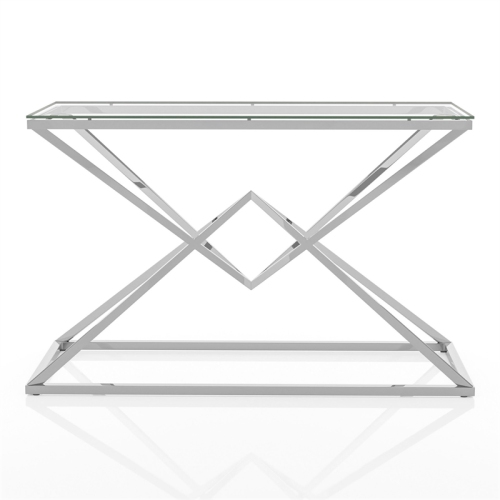 Furniture of America Cazzanarro Contemporary Metal Sofa Table in Chrome Plating