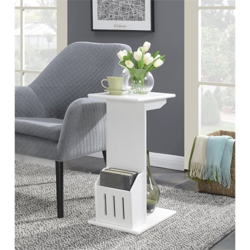 Pemberly Row Magazine C End Table in White Wood Finish