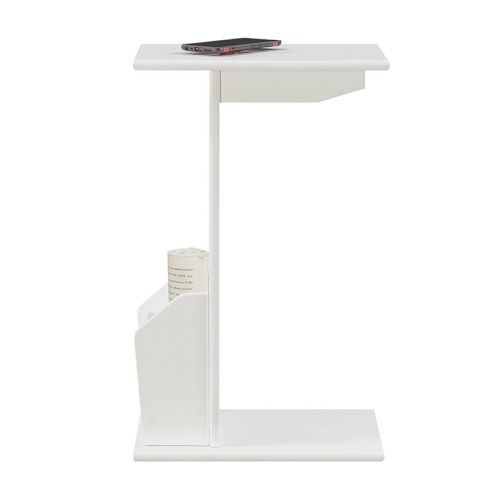 Pemberly Row Magazine C End Table in White Wood Finish
