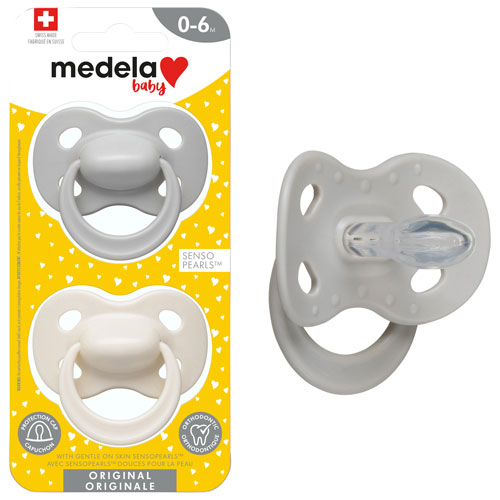 Medela Original Silicone Pacifier - 0-6 Months - 2 Pack - Beige/Grey