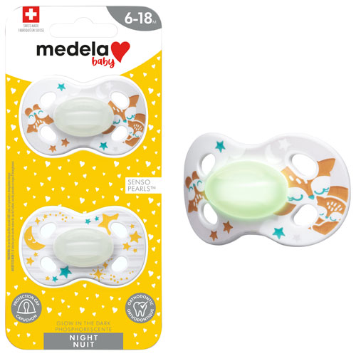 Medela Night-Night Silicone Pacifier - 6-18 Months - 2 Pack - Fox/Moon Star