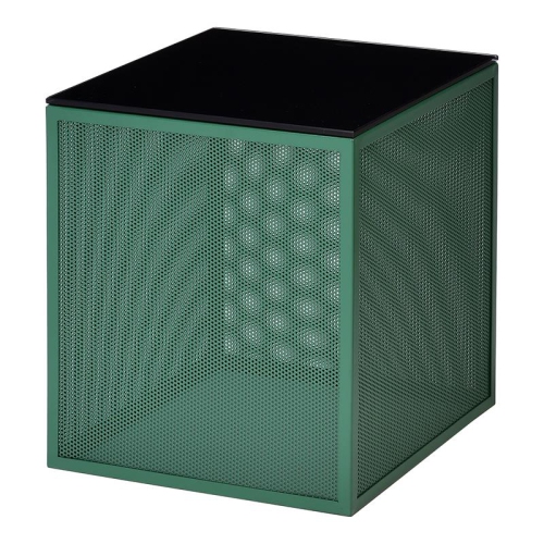 FURNITURE OF AMERICA  Kelforia Contemporary Glass Top Side Table In Green