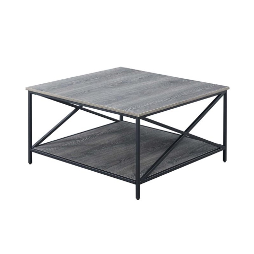 Convenience Concepts Tucson Black Metal Square Coffee Table in Gray Wood Finish