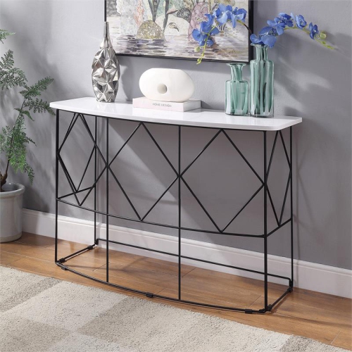 Furniture of America Borche Industrial Wood Console Table in White