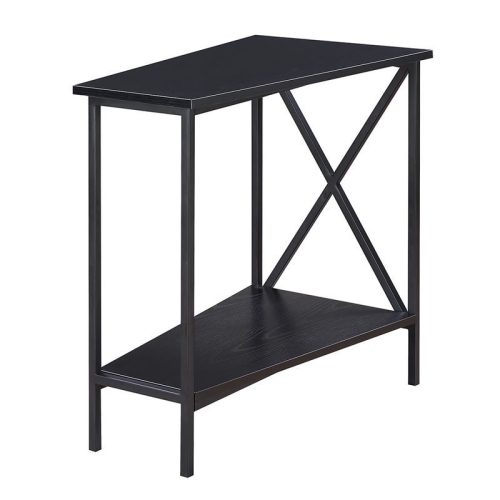 PEMBERLY ROW  Wedge End Table In Black Wood Finish And Metal Frame