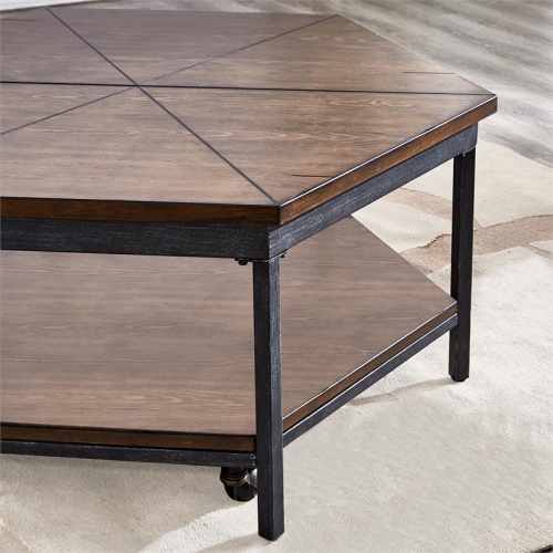 Steve Silver Ultimo Chocolate Wood Hexagon Lift-Top Cocktail Table