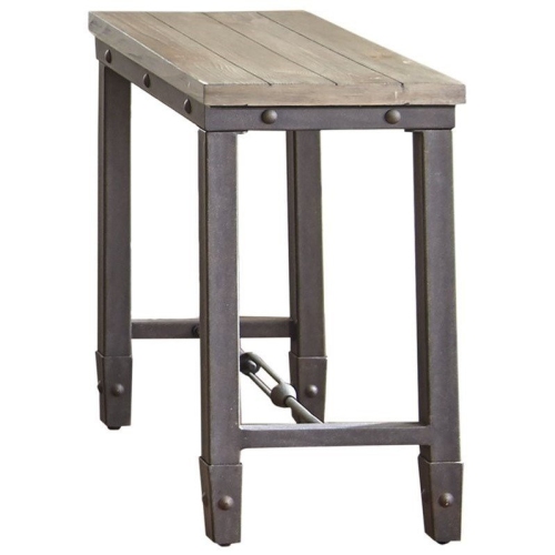 BOWERY HILL  Industrial End Table In Antique Tobacco Top With Black Metal Base