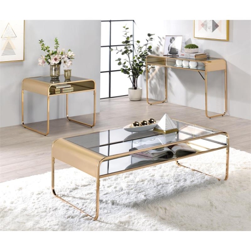 Furniture of America Mexller Contemporary Glass Top Coffee Table in Gold