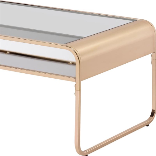 Furniture of America Mexller Contemporary Glass Top Coffee Table in Gold