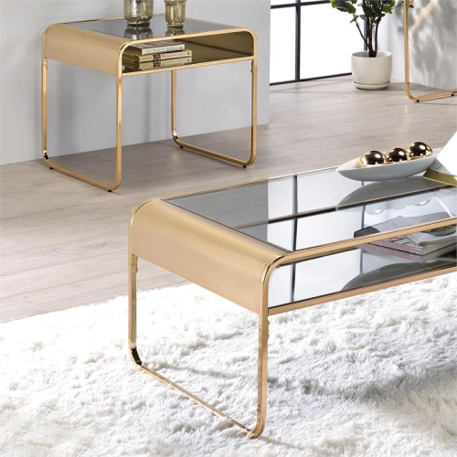 Furniture of America Mexller Contemporary Glass Top Coffee Table in Gold