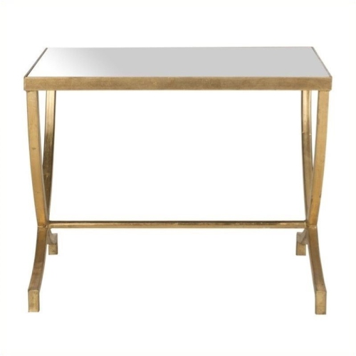 Hawthorne Collection Iron and Mirror Accent Table in Gold