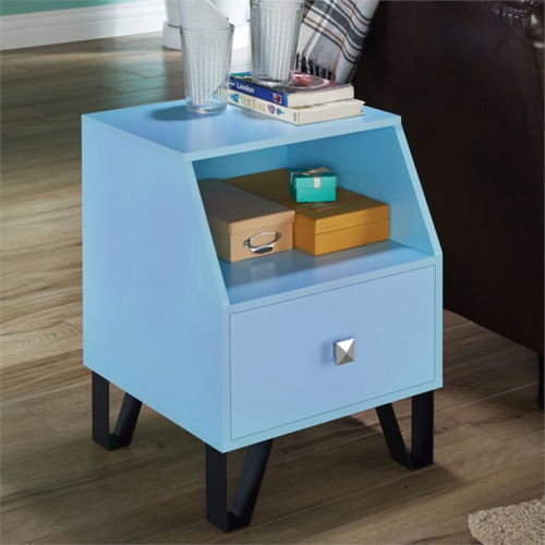 Furniture of America Jilah Modern Wood Storage End Table in Light Blue