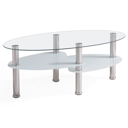 PEMBERLY ROW  Tempered Glass Oval Coffee Table