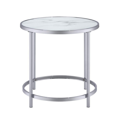 Steve Silver Rayne Faux Marble Top Round End Table