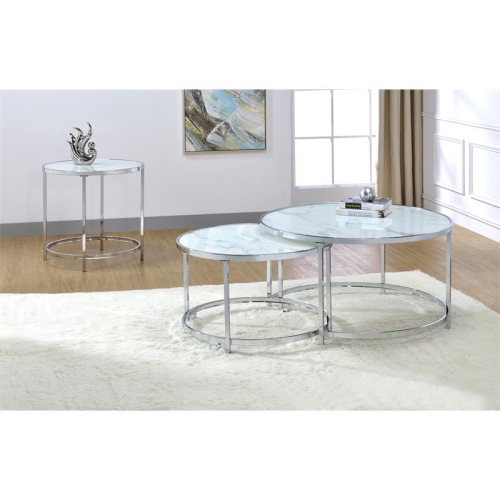 Steve Silver Rayne Faux Marble Top Round End Table