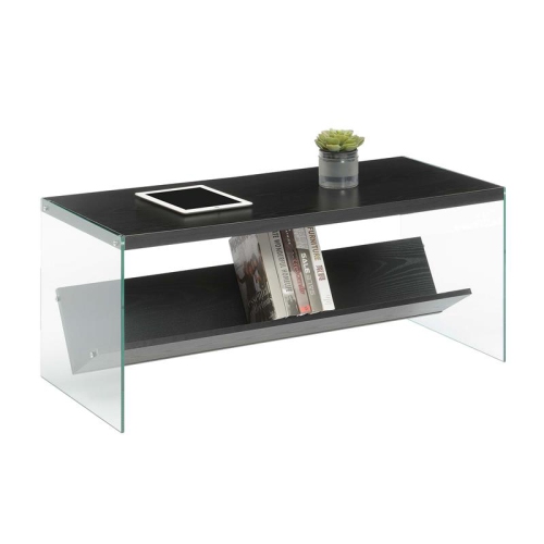 Convenience Concepts SoHo Coffee Table with Shelf in Black Wood Finish