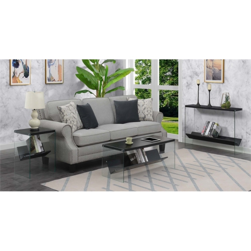 Convenience Concepts SoHo Coffee Table with Shelf in Black Wood Finish