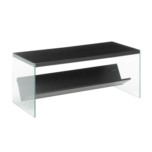 Convenience Concepts SoHo Coffee Table with Shelf in Black Wood Finish
