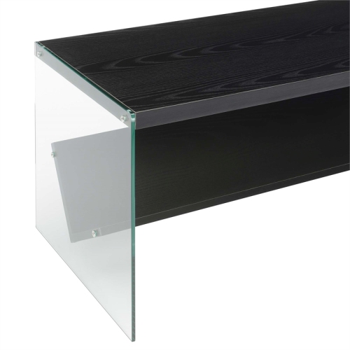 Convenience Concepts SoHo Coffee Table with Shelf in Black Wood Finish