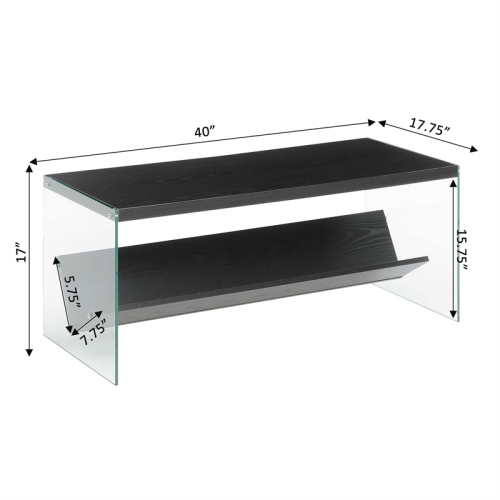 Convenience Concepts SoHo Coffee Table with Shelf in Black Wood Finish
