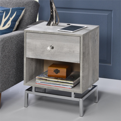 FURNITURE OF AMERICA  Lyn Contemporary Wood 1-Drawer End Table In Light Gray