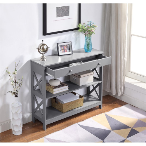 Convenience Concepts Oxford One-Drawer Console Table in Gray Wood Finish