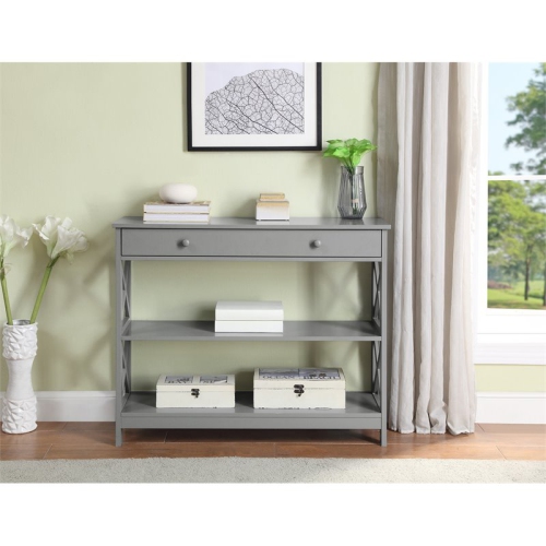 Convenience Concepts Oxford One-Drawer Console Table in Gray Wood Finish