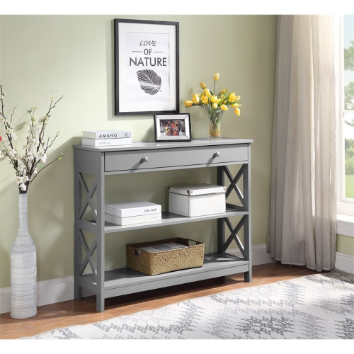 Convenience Concepts Oxford One-Drawer Console Table in Gray Wood Finish