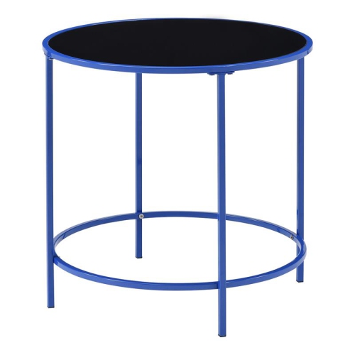 FURNITURE OF AMERICA  Keefer Contemporary Glass Top Side Table In Blue