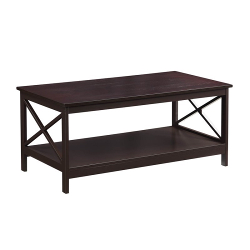 Convenience Concepts Oxford Coffee Table with Shelf in Espresso Wood Finish