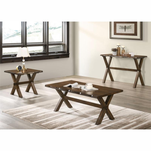 Furniture of America Bradden Transitional Solid Wood Console Table in Walnut