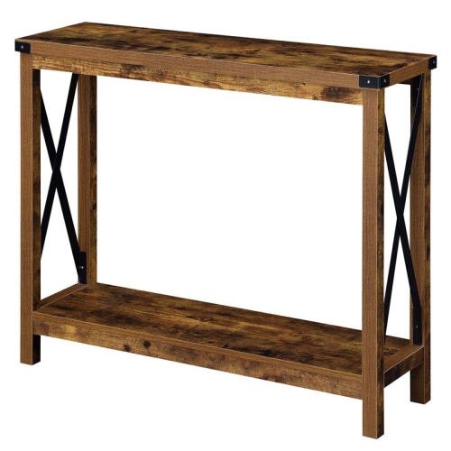 PEMBERLY ROW  Modern Console Table In Nutmeg Wood Finish And Black Metal