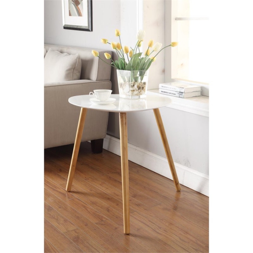 Convenience Concepts Oslo triangular End Table in White Wood Finish