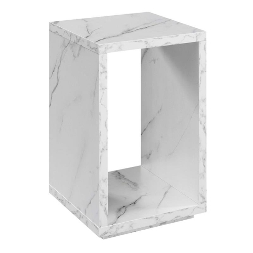 CONVENIENCE CONCEPTS  Northfield Admiral End Table With Shelf- Marble Wood In White
