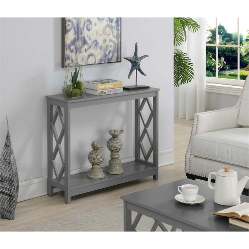 CONVENIENCE CONCEPTS  Diamond Console Table In Wood Finish In Gray